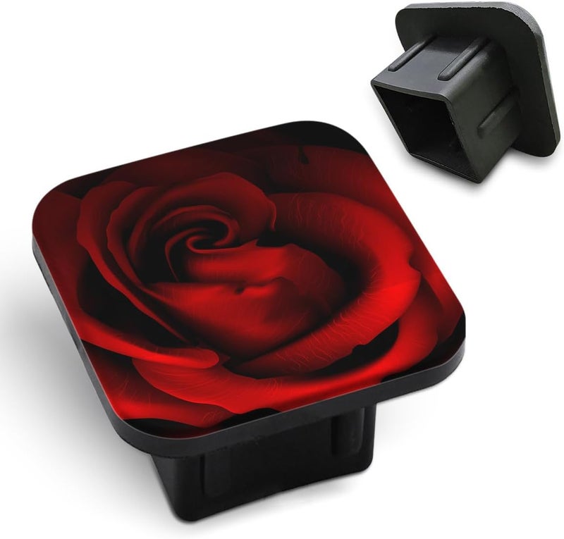 Tnomchey Red Rose 2 Receiver Hitch Cover Flower Floral Romantic Love Valentine's Day Petal Bloom Soft Rubber Protects Hitch Tube Rear Trailer Hitch Cover Universal Fits 2" Receivers for Men Women - Image 1